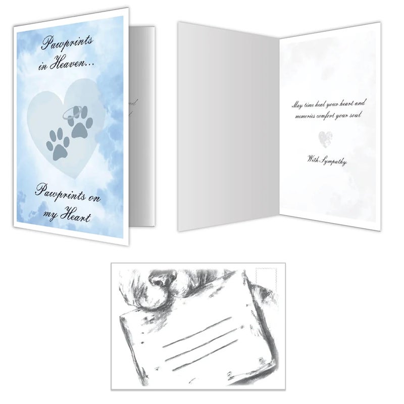 Dog Speak Pet Sympathy Card - Pawprints in Heaven, Pawprints on my Heart - Pet Memorial & Remembrance Card - Image 2